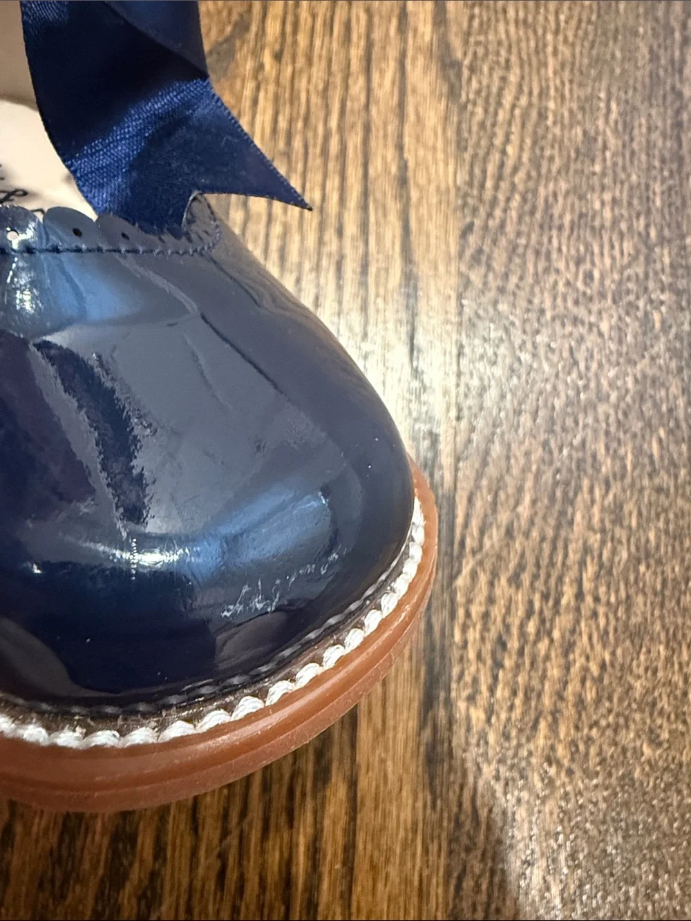 Patent Navy Bow Mary Jane Shoes